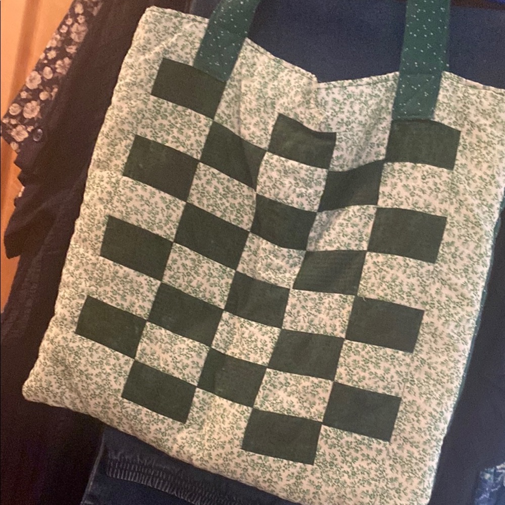 Green Checkered Tote Bag